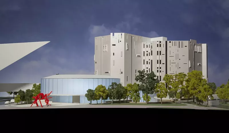Image: Model of the Denver Art Museum showing proposed changes.