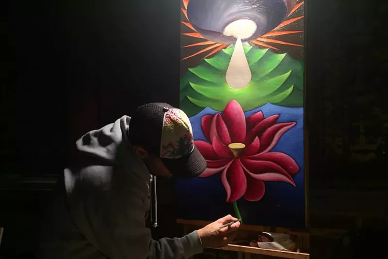 Image: Denver native Nick Scotella live-paints at EDM shows with a strong connection to Bassnectar.
