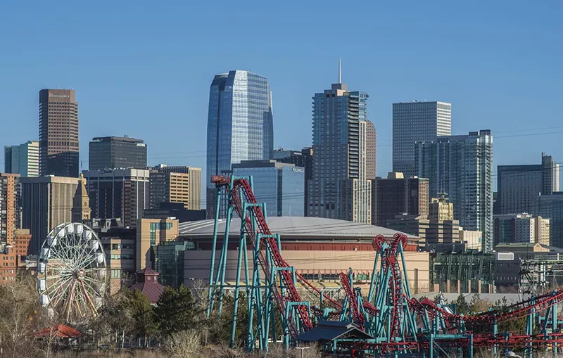 Image: Ball arena and elitch gardens amusement park in denver