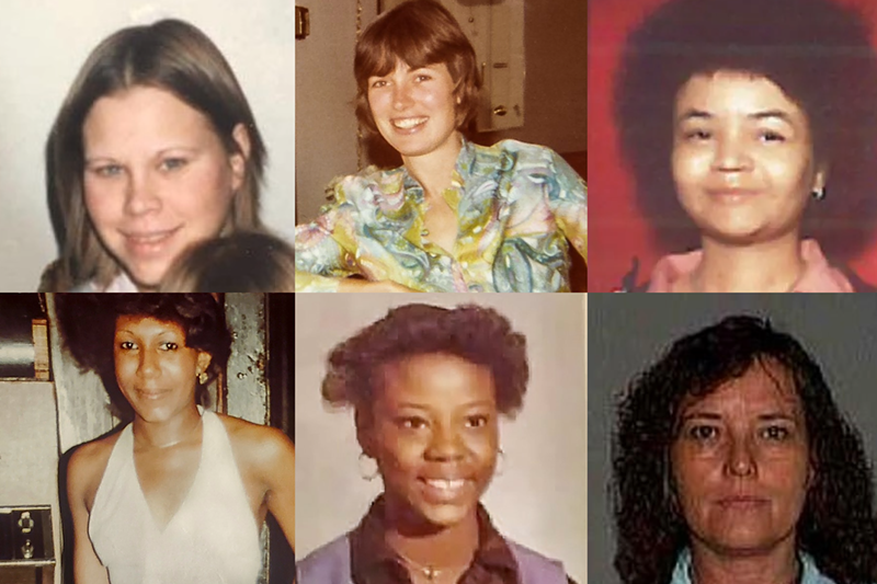 Image: The victims of several cold case homicides solved by the Denver Integrated Cold Case Project. Top left to bottom right: Rita DesJardine, Madeleine Furey-Livaudais, Patricia Beard, Gwendolyn Harris, Antoinette Parks, Bonny Baker.
