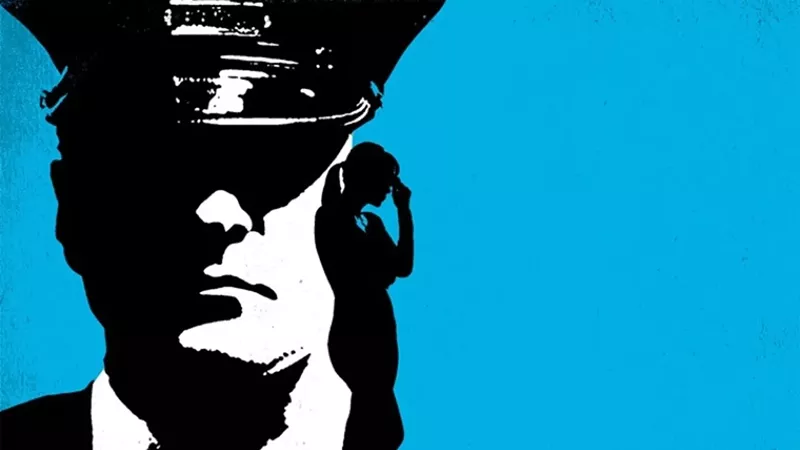 Image: cop silhouette with woman