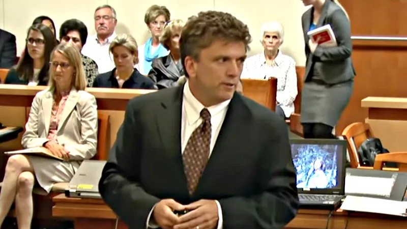 Image: Ryan Brackley during the October 2013 trial of Fred Mueller, who was tried but never convicted in the death of his wife, as featured on the CBS program 48 Hours.