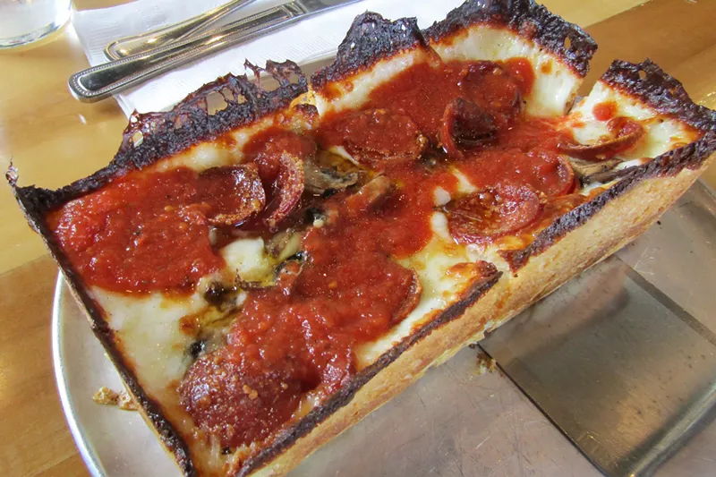Image: Crush Pizza & Tap's new Sicilian pizza is a good deal at $9 for this half-size, plus fifty cents per topping.