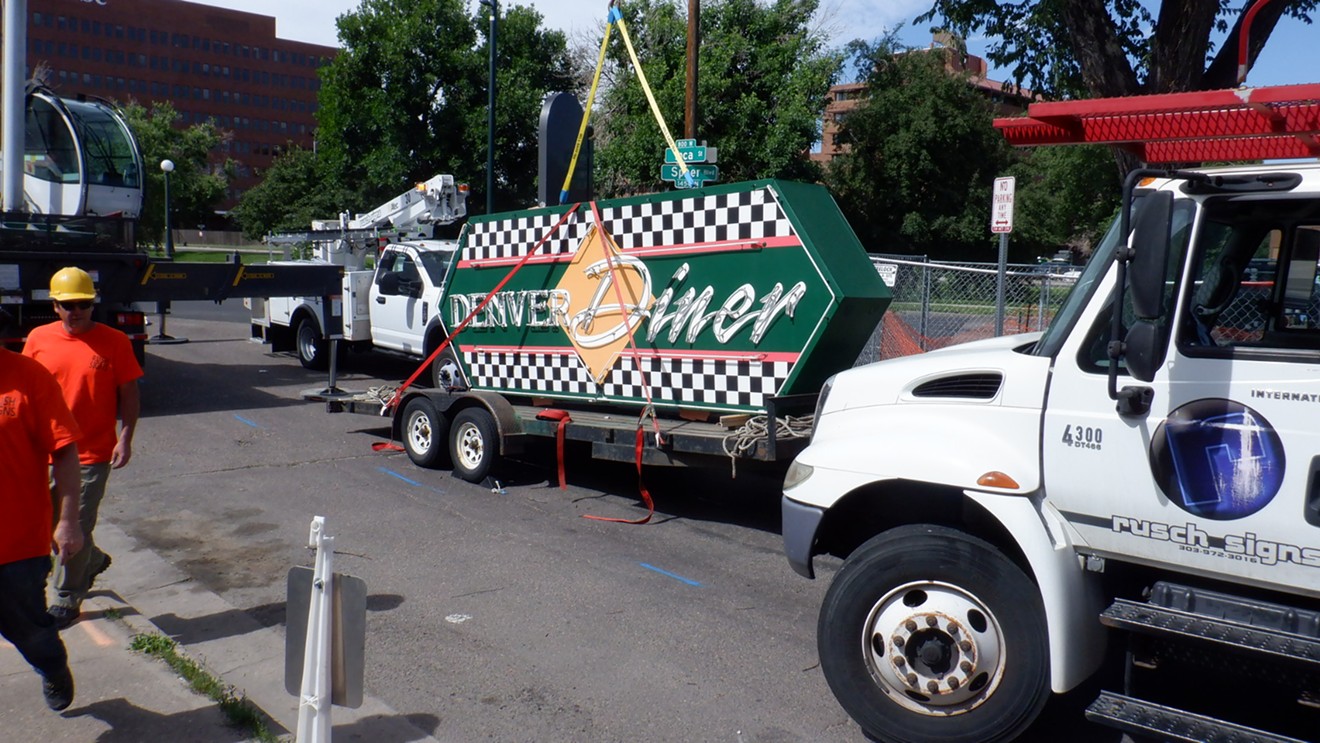 The Denver Diner sign was loaded on a truck and delivered to Jonny Barber on June 22.