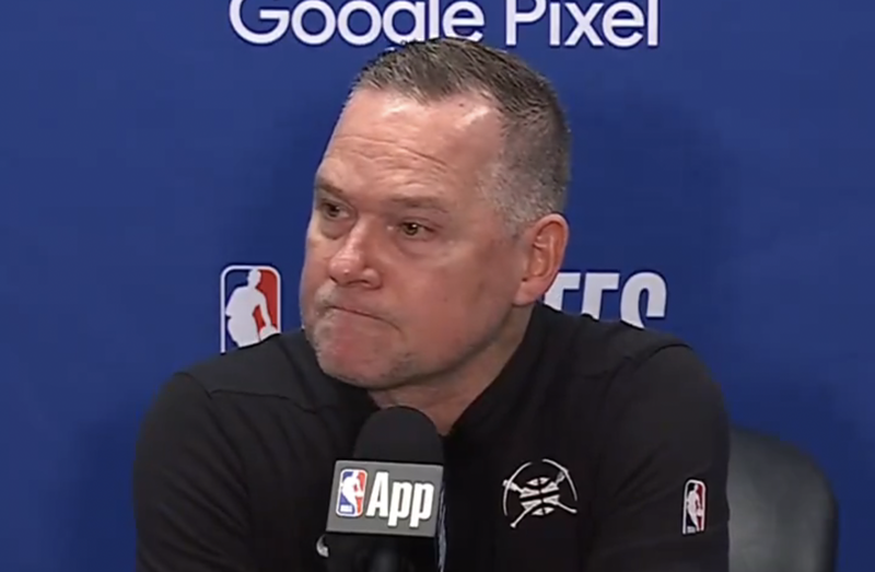Image: Nuggets coach Michael Malone during postgame press conference