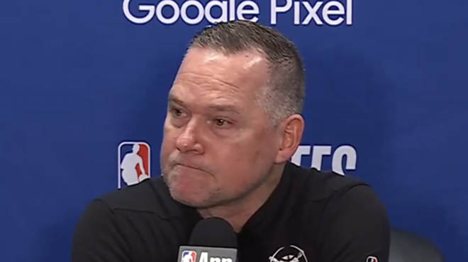 Nuggets coach Michael Malone during postgame press conference