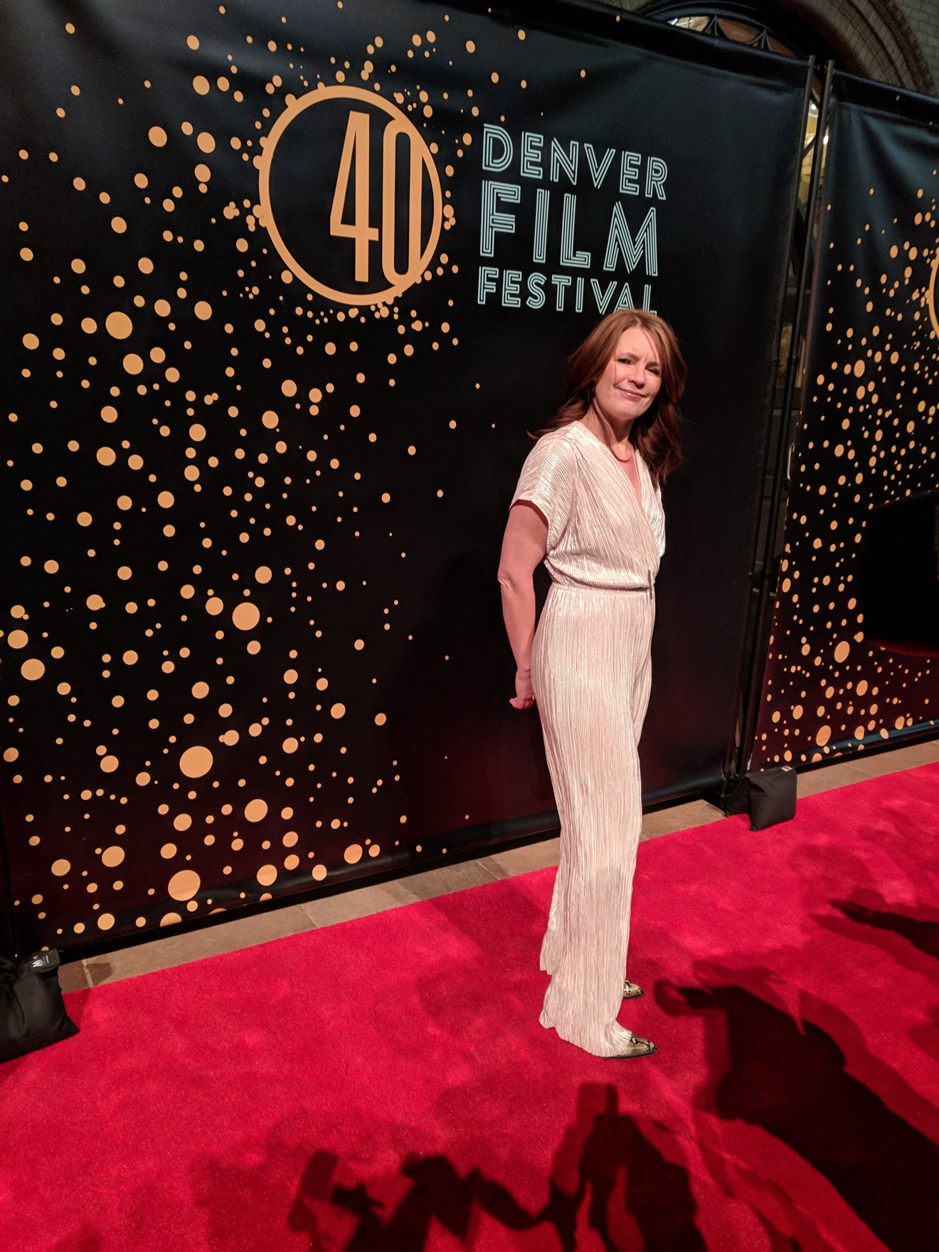 Denver Film Festival Director Britta Erickson on the red carpet for Molly's Game.