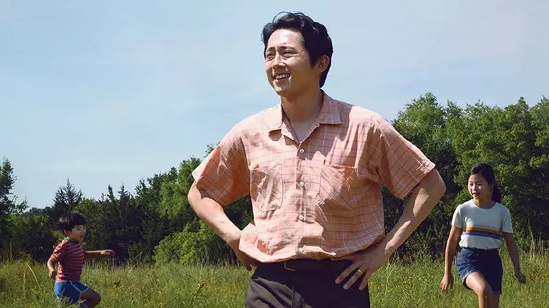 Image: Steven Yeun, foreground, in a scene from Minari.