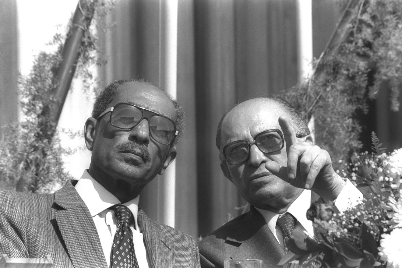 Former Egyptian Prime Minister Anwar el-Sadat and Israeli Prime Minister Menachem Begin.