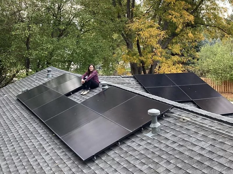 Image: Stacey Decker's solar array includes 26 panels; she estimates it saves her about $1,200 per year in electricity costs.