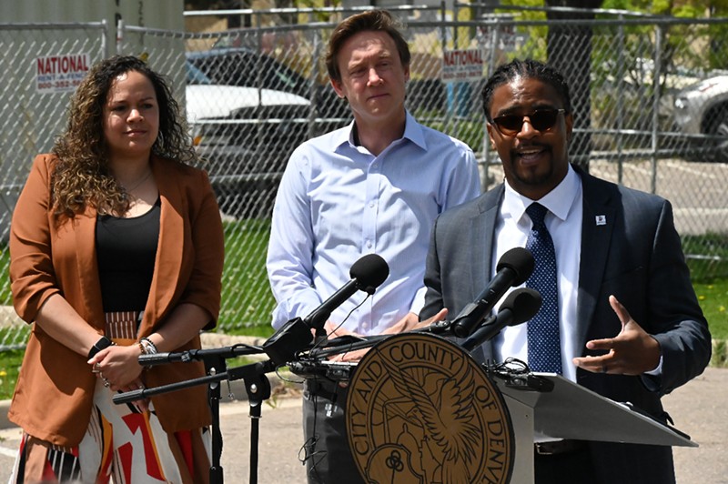 Ben Sanders, the Denver chief equity officer, talks about the new Office of Neighborhood Safety alongside Mayor Mike Johnston and Nicole Monroe from the Office of Community Violence Solutions.