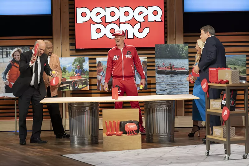 Image: Shark tank hosts play pepper pong