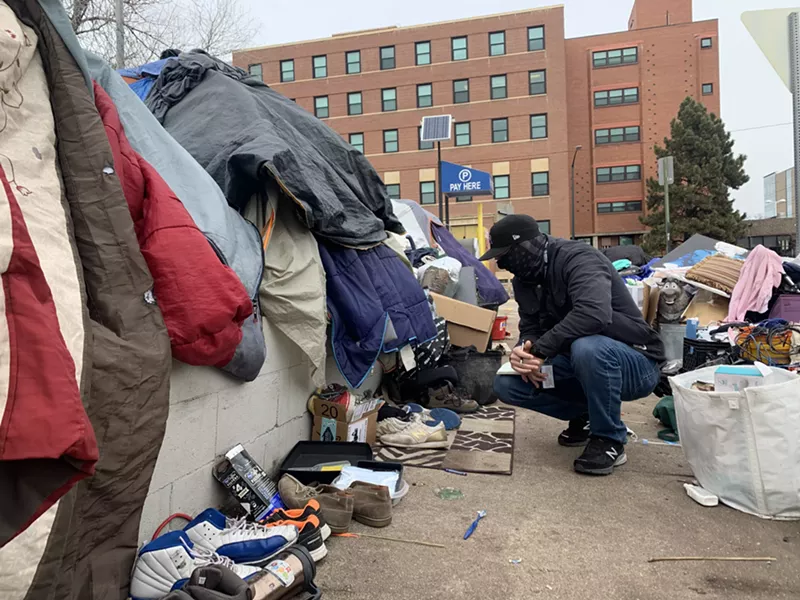Image: Scott Lawson visits small encampments and tries to get people living there connected with services.