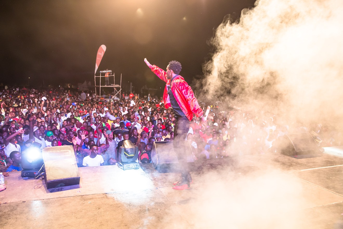 Ugandan pop star MunG performs at the Masaka iKnow Concert on September 13, 2017.