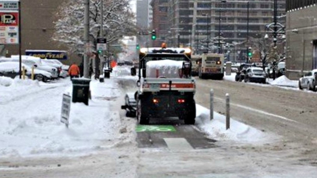 In addition to its main plows and graders, Denver Public Works has specialized equipment designed to clear bike lanes.