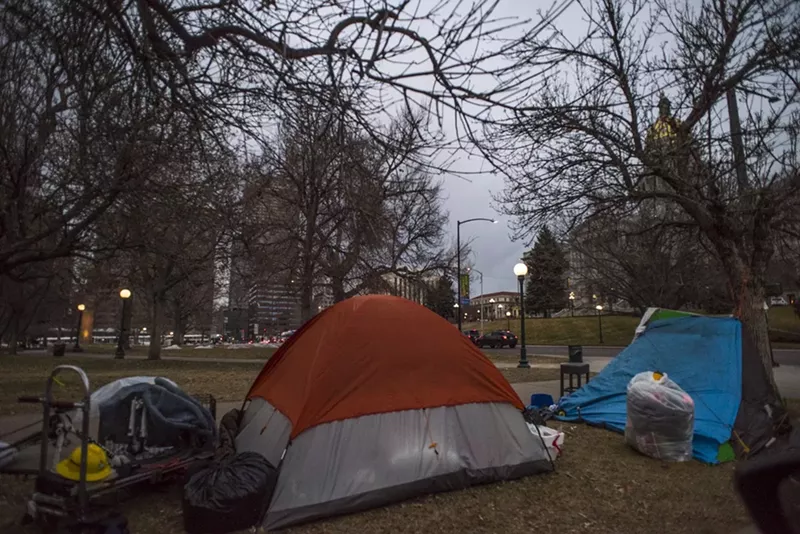 Image: This encampment was swept by city officials on January 15.