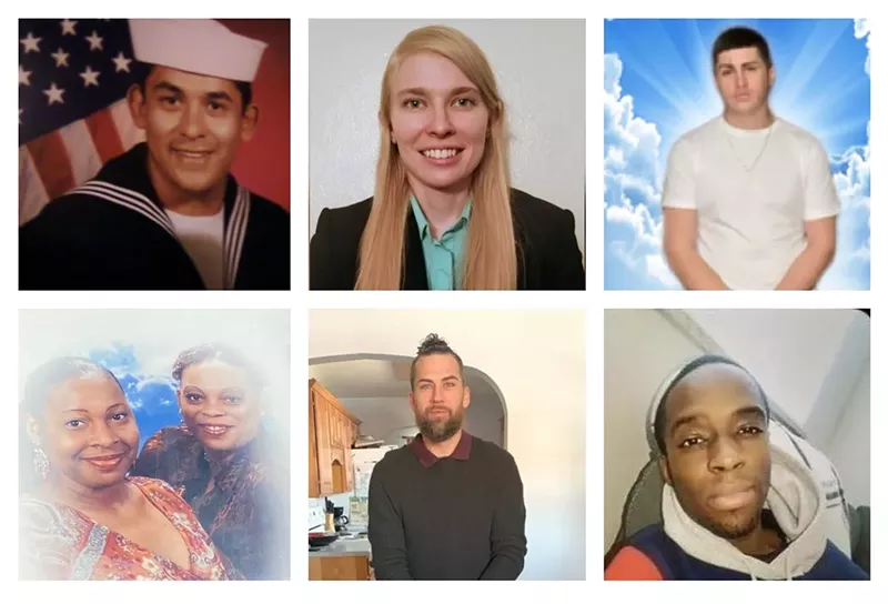 Image: Clockwise from upper left) Roberto Zarate, Alyssa Perdue, Cesar Reyes-Castorena, Monie Law, Benjamin Desch, and Debra Williams and Monica Charles were among those killed in Denver traffic accidents in 2021.