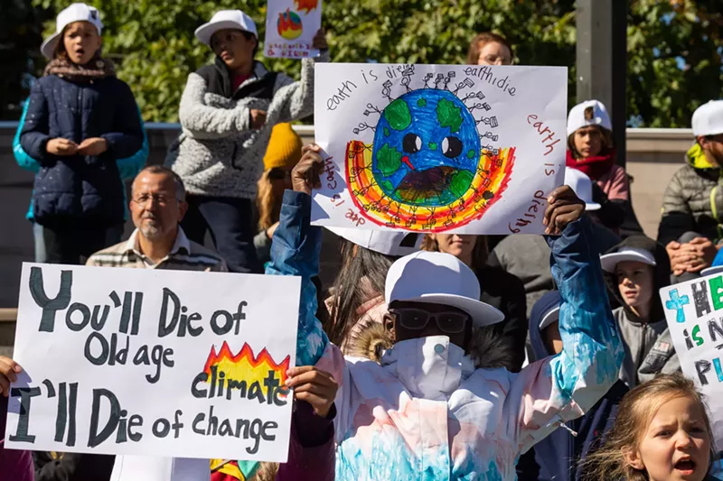Image: Thousands of youth rallied against climate change at Civic Center Park in Denver on October 11.