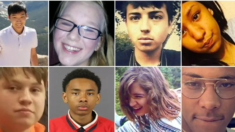 Image: Sang Kim, Amanda Anders, Osbaldo Zavala-Hernandez, Kashmier Lujan-Taylor, Darrell Mitchell, Denver Wolf, Aiden Lawrence and Bryan DeHerrera (clockwise from upper left) were all in their teens when they died from gun violence in Denver during recent years.