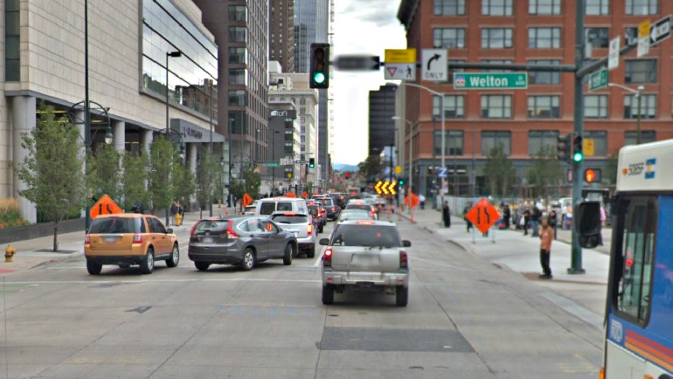 Construction, lane closures: Just another day at 15th and Welton in downtown Denver.