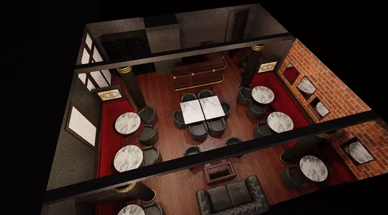 Image: A rendering of the upcoming cannabis lounge at the Patterson Inn.