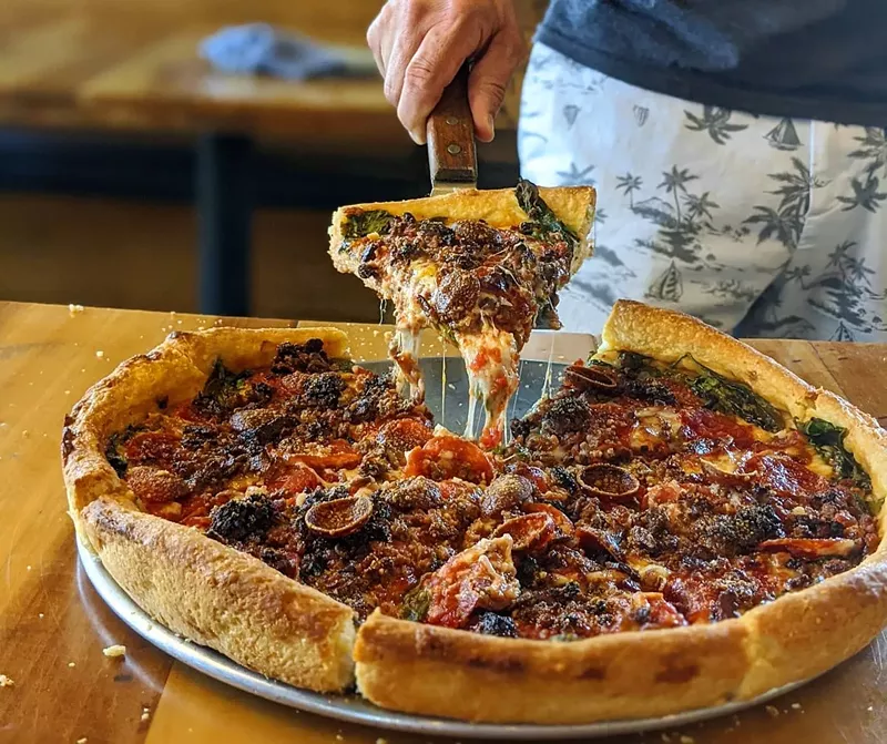Image: Crush Pizza + Tap has four styles of pizza including deep dish.
