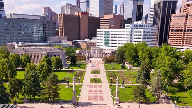 Civic Center amphitheater looking downtown