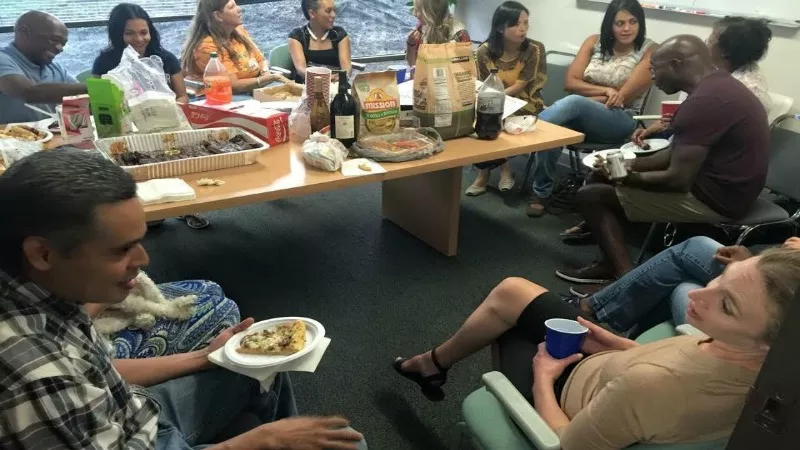Image: The Language School hosts weekly meet-ups, during which students can simply come and talk to each other.