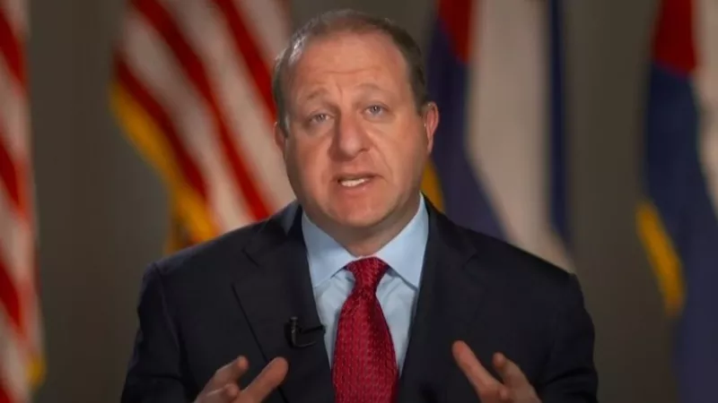 Image: Governor Jared Polis speaking during the February 2 Connecting Colorado town hall event.