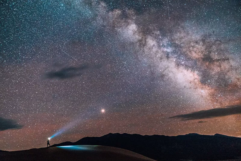 Image: A starry night at Great Sand Dunes National Park.