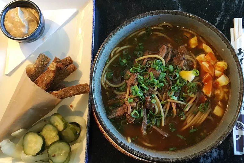 Image: Yakimein and scrapple fries for lunch at Julep.