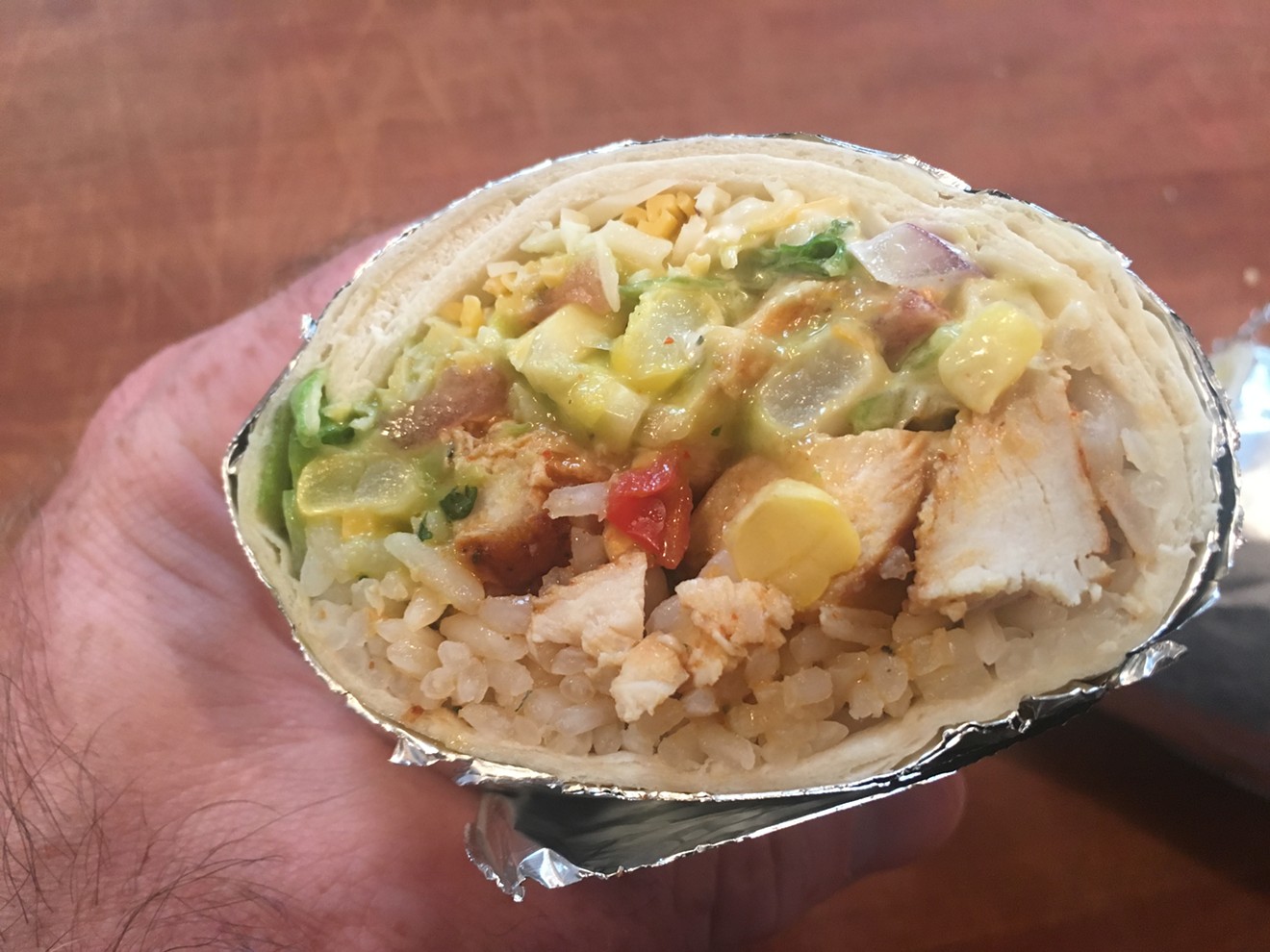 This is what a Chipotle-style burrito looks like when made at home.