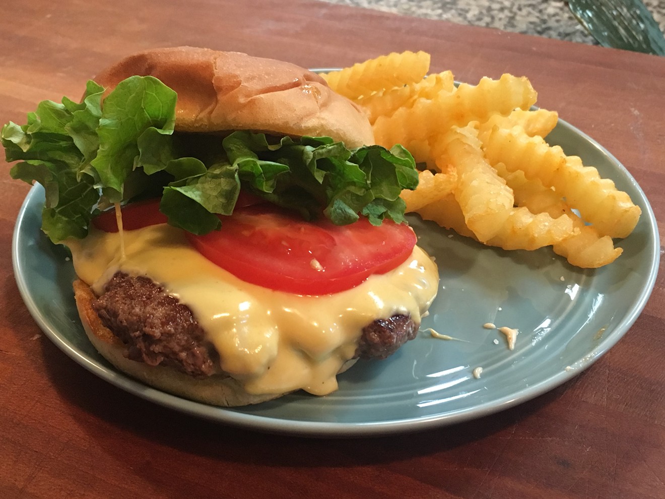 My cheeseburger is nearly as pretty as Shake Shack's.