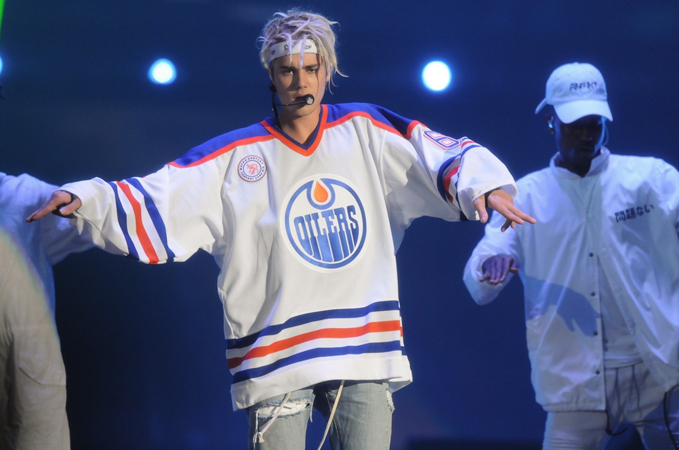 Justin Bieber performing at the Pepsi Center on April 4, 2016.