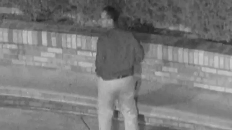 Image: The suspect in a vandalism incident early on February 26 at the Colorado Muslim Society mosque on 2017 South Parker Road. Additional images below.