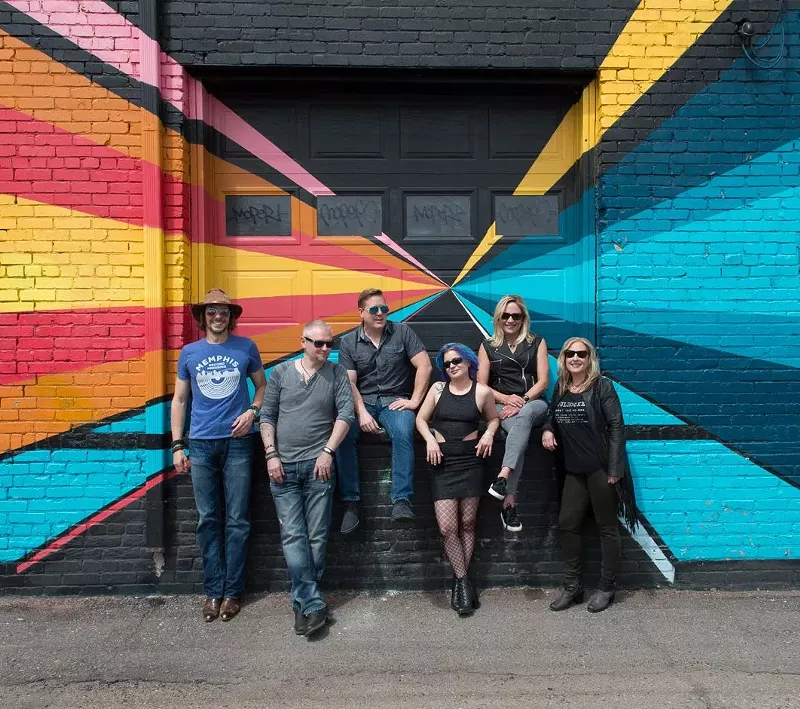 Image: Tracksuit Wedding is the blues-rock project of Libby Anschutz, second from right.
