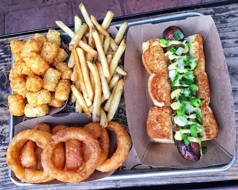 Image: King's Hawaiian rolls take the place of standard hot dog buns at the Dog Haus.