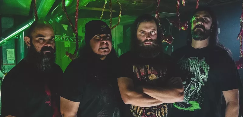 Image: Denver's Angelic Desolation just looks scary (peep the backdrop of "intestines"), so you can imagine what the death-metal band's music sounds like.