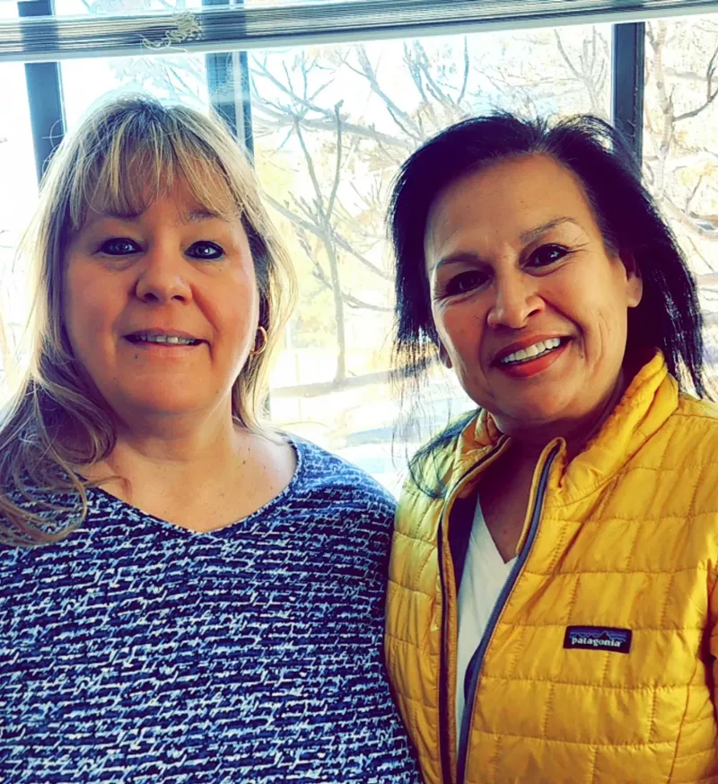 Image: Rebecca O'Connor (right) secured permanent housing thanks to help from Stacey Galvan.