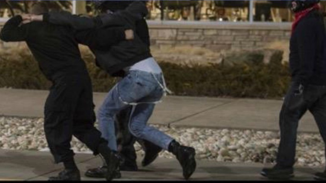 This photo shared by the Northern Colorado Antifa Collective purports to show a white supremacist protester wounded following a Friday event on the CSU campus.