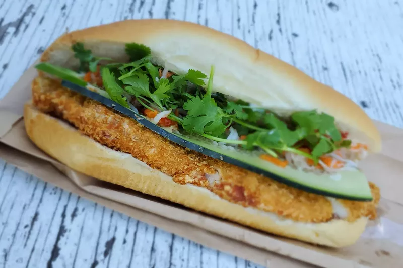 Image: The fried chicken banh mi is a Little Bakery House original.