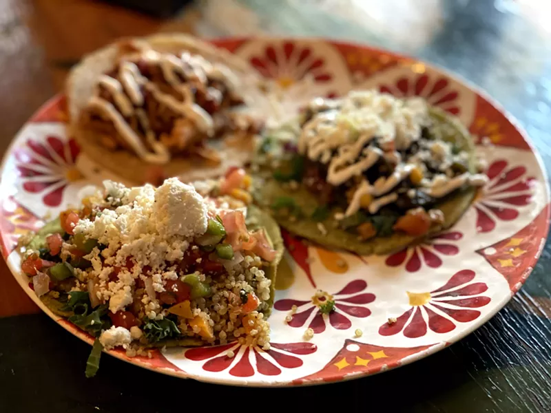 Image: The veggie tacos are fully loaded.