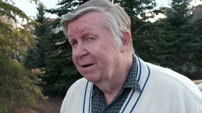 Image: A screen capture from "Douglas Bruce Ruined Colorado," a segment from the TBS program Full Frontal With Samantha Bee.