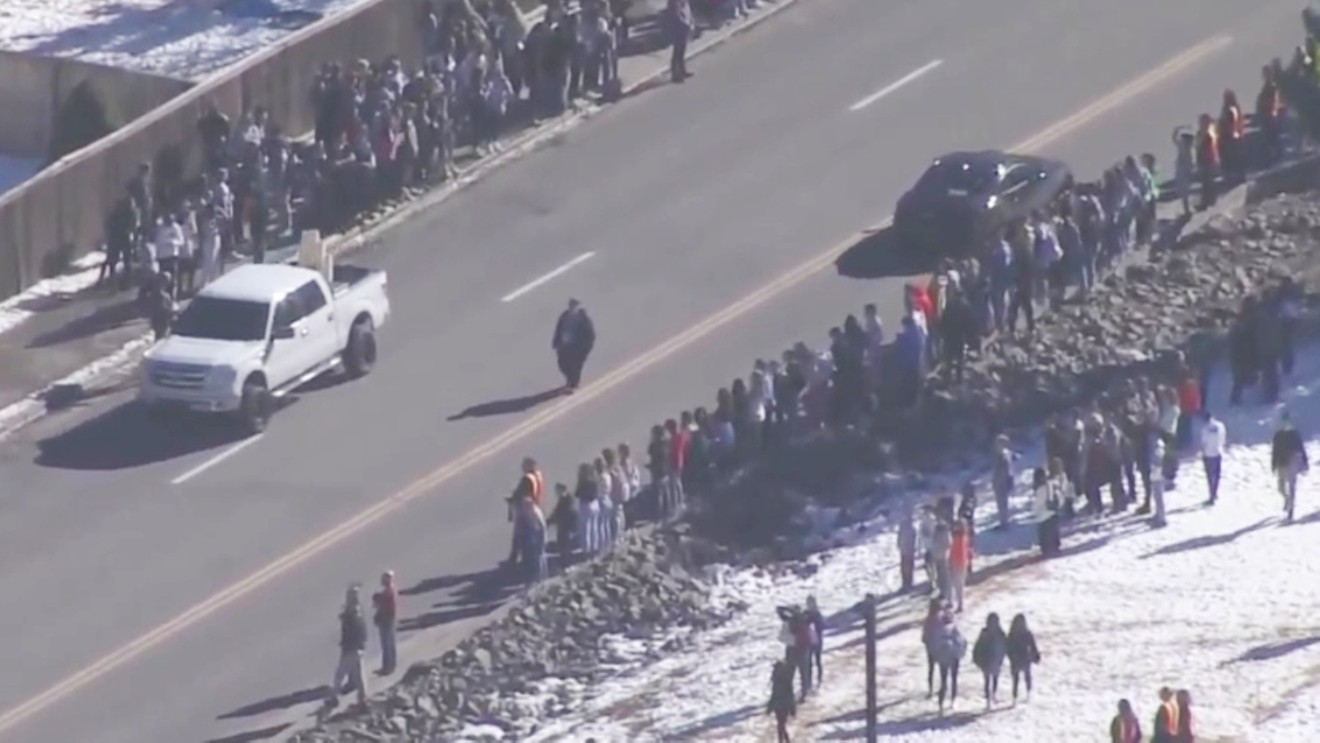 An aerial view of a Douglas County student walkout on February 7.