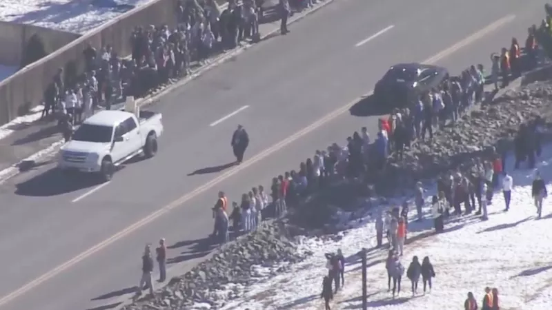 Image: An aerial view of a Douglas County student walkout on February 7.