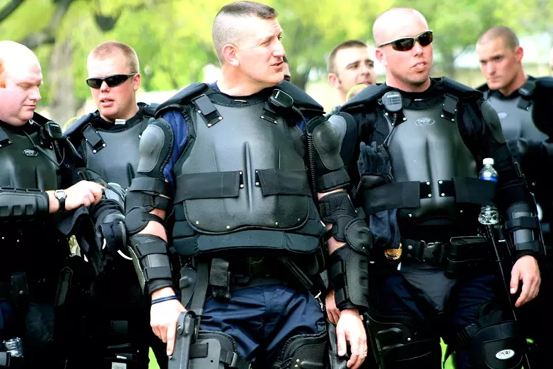 Image: Police in Washington, D.C., before a protest in April 2008.