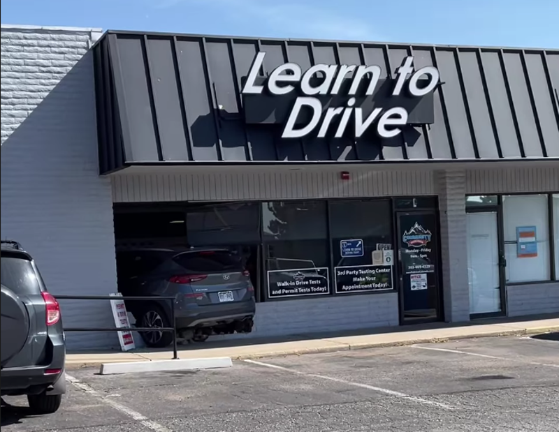 New Hire at Driving School Crashes Car into 'Learn to Drive' Facility