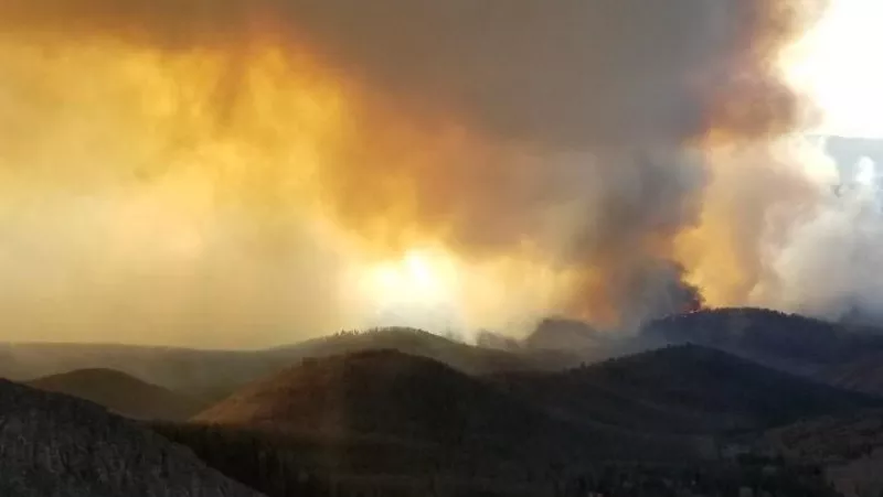 Image: The East Troublesome fire as seen from the air.