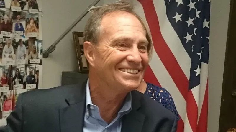 Image: Ed Perlmutter at the July 2017 press conference announcing his withdrawal from the 2018 Colorado governor's race.