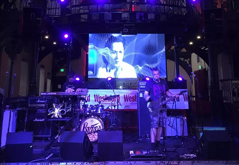 Image: EBM duo eHpH performs live at the Church during the 2019 Westword Music Showcase.